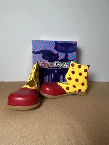 Funtasma rot/gelb gepunktet Clown Schuhe Größe 1M offener Karton Leder CLOWN-20 LESEN - Bild 1 von 14