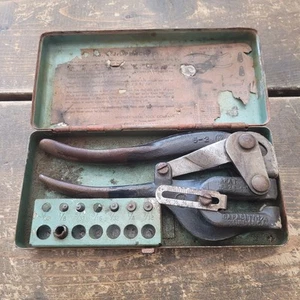 Whitney Metal Vintage No 5 Jr Hand Held Metal Hole Punch Set Tool 5/24/13 Patent - Picture 1 of 12
