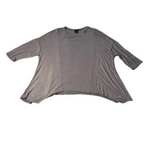 Blusa IMAN Mujer Gris Con Dorado Brillante Brillante Forma Mordedura de Tiburón Manga 3/4 - Imagen 1 de 8