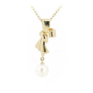 MIKIMOTO Necklace: Pearl 6.4mm K18 Yellow Gold 18K L40cm Yellow w/oBox - Picture 1 of 5