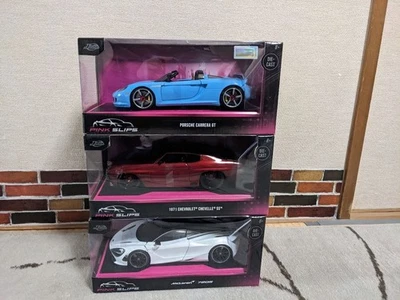 Juego de 3 coches en miniatura rosa resbalones - Imagen 1 de 3