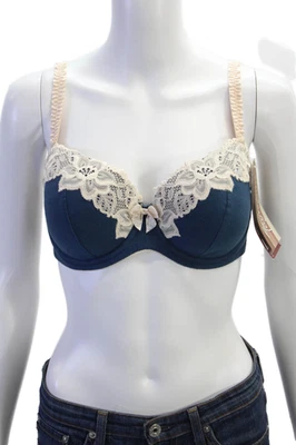 Sujetador Fayreform Mujer Algodón Encaje Detalle Lazo Acentuado Azul Talla UK 32E Foto 1 de 4