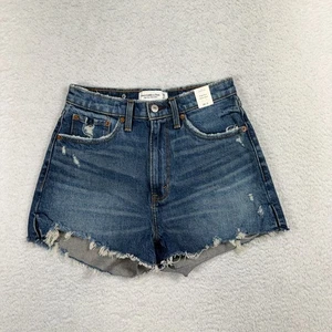 Abercrombie & Fitch Curve Love 26/2 W26 High Rise Mom Jean Shorts NWT Denim - Picture 1 of 10