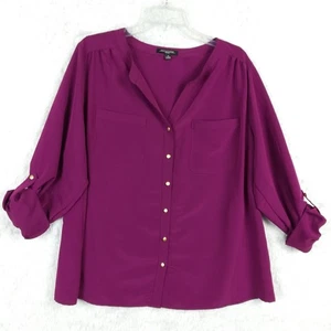 Camicia donna Notations bottoni bordeaux rotolo linguetta manica busto tasche più 2X - Foto 1 di 12