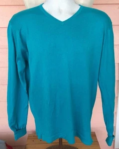 PAUL STUART PULLOVER LEGGERO SCOLLO A V uomo M bella maglia cotone blu - Foto 1 di 4