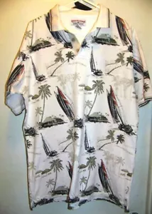 Boca Classic Men's Polo Sailboats, Palm Trees SIZE Medium - Picture 1 of 6
