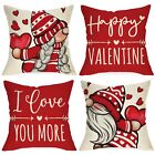 Happy Valentine's Day Gnome Red Decorative Throw Pillow Covers 18 X 18 Set Of...