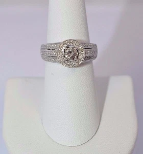 1827/6666 14K WHITE GOLD ROUND DIAMOND RING 1.05TCW 7.0GRAMS - Picture 1 of 4