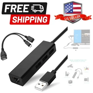 OTG Cable Black 7.68" for Fire TV Ethernet USB Hub Adds Storage/Keyboard - Picture 1 of 7