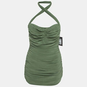 Norma Kamali Green Gathered Jersey Bill Mio Swimsuit XL - Picture 1 of 6
