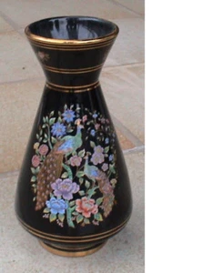 Dakas Keramik Vase Hand Made in Rhodos Pfauenmotiv mit 24 K Gold - Bild 1 von 1