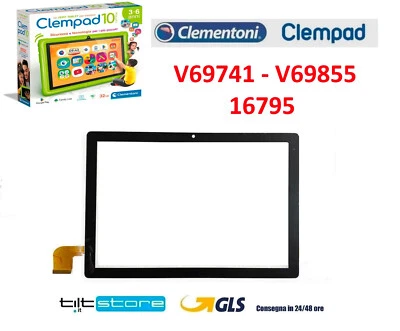 VETRO TOUCH SCREEN CLEMENTONI CLEMPAD REVOLUTION V69741 16795 SCHERMO NERO - Immagine 1 di 4