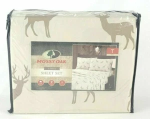 Mossy Oak Twin Bed 3 Pc Sheet Set Buck Hunting Lodge Cabin Deer Elk - Picture 1 of 5