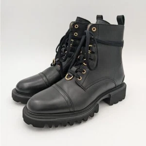 AllSaints Lydia Cap Toe Combat women's Boots in black leather EU39 US9 - Picture 1 of 17