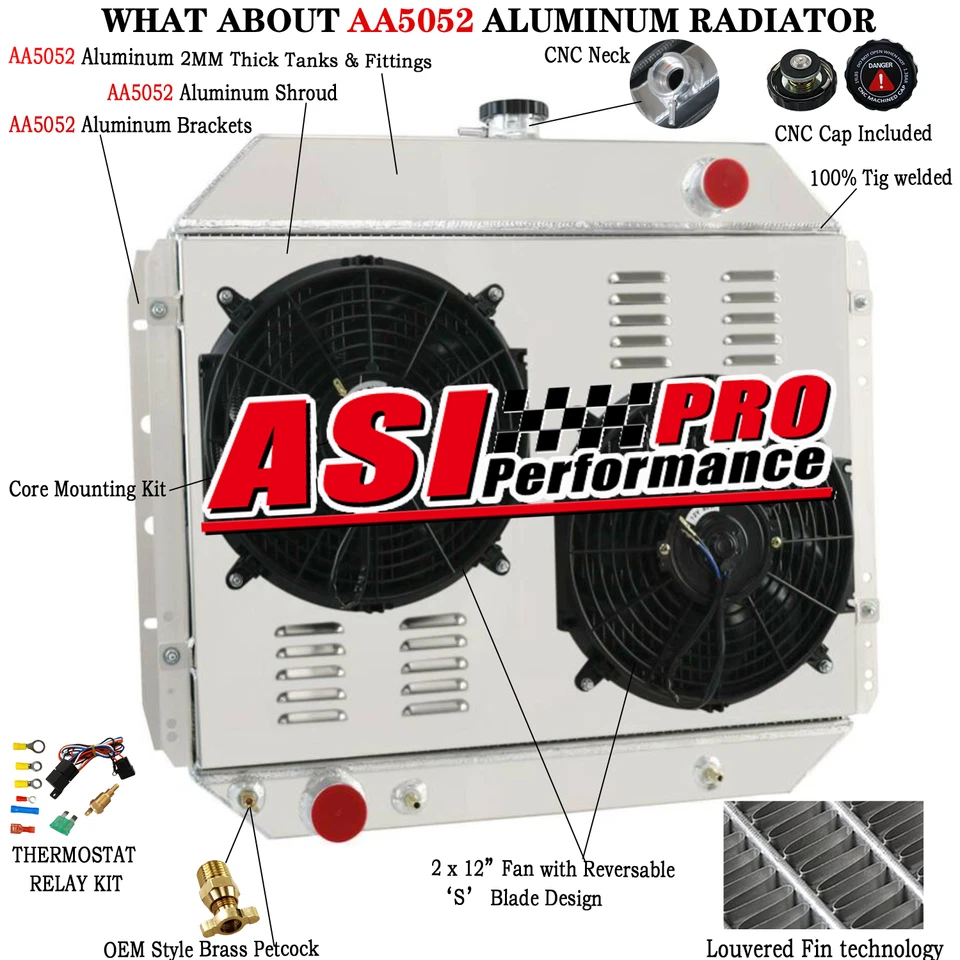 3-Row Radiator Shroud Fan For 1966-1979 Ford F-100 F-150 F-250 F-350 Bronco V8 - Image 1 of 4