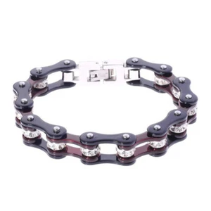 Bicycle Motorcycle Chain Bracelets For Men/Women-Stainless Steel Bracelets Black - Picture 1 of 18