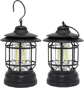 LED Camping Laterne, tragbares Campinglicht batteriebetrieben, Retro Camping Lampe - Bild 1 von 9