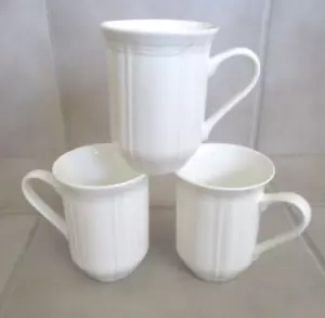 3 Mikasa Bone China ANTIQUE WHITE 4.5" Mugs Cappuccino Mugs Set of 3 - Picture 1 of 4