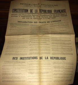 CONSTITUTION DE LA RÉPUBLIQUE FRANÇAISE. (19 AVRIL 1946). QUATRIÈME RÉPUBLIQUE. - Imagen 1 de 3