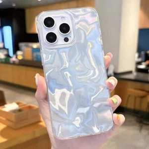 Phone Case for Iphone Luxury Laser Silver Gradient Silicone Cover - Picture 1 of 10