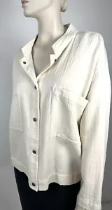 Chaqueta $278 EILEEN FISHER Plus OS Mujer Marfil Algodón Orgánico Canales Nueva con Etiquetas - Imagen 1 de 8