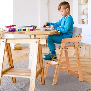 Kinderstuhl Hochstuhl Buchenholz 6 Stufen Höhenverstellbar Lehrstuhl Holz 90 kg - Bild 1 von 8