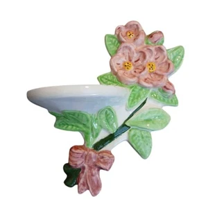 De Colección Rosa Ramo de Flores Hojas Verdes Arco Cerámica Colgante Pared Estante Decoración - Imagen 1 de 14