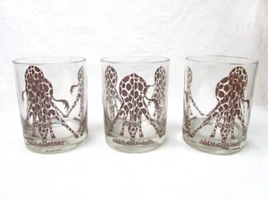 Set of 3 Vintage Mid Century Morgan Giraffe Rocks Lowball Glass Tumblers Barware - Picture 1 of 3