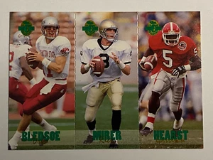 1993 Classic 4 Sport Football Bledsoe/Mirer/Hearst #'D Tri-Card WSU Notre Dame - Foto 1 di 2