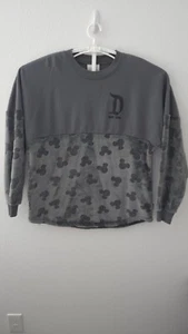 Disneyland Womens Large Mickey Icon Velour Long Sleeve Gray Shirt Spirit Jersey - Picture 1 of 8