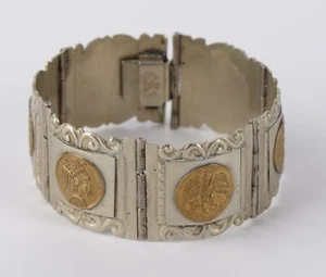 Vintage Taxco Mexico 925 Sterlign Silver Aztec Warrior Bracelet - Picture 1 of 13