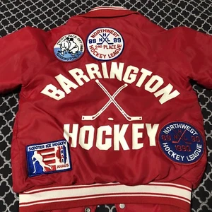 Hartwell VTG Barrington Varsity Jacket Red Long Sleeve Patches USA 10-12 Hockey - Picture 1 of 8