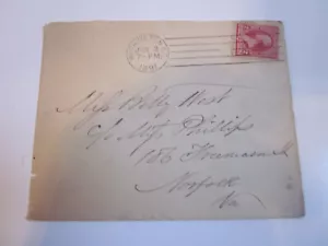 US 1891 COVER WASHINGTON DC CANCEL TO NORFOLK VIRGINIA STAMP #220 - Picture 1 of 2