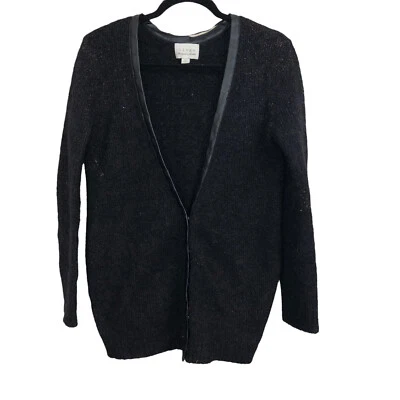 Cárdigan BISAGRA Negro Bronce Manchas Lana Mezcla Alpaca Tejido Imitación Cuero Borde XS Foto 1 de 4