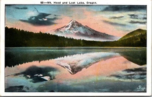 Vtg 1930s Mt Hood and Lost Lake Reflection Oregon OR Postcard - Picture 1 of 2