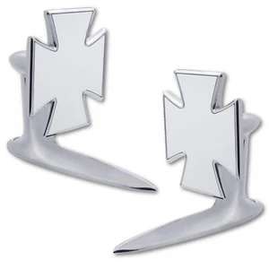 Espejo de vidrio metálico estilo cruz maltesa de hierro cromado con par de bases de montaje en puerta - Imagen 1 de 6