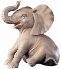 Skulptur Elefant CM 13 Geschnitzt IN Holz Der IN Gröden Dekoriert Hand