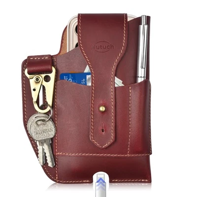 Funda de teléfono de cuero genuino NUTUCH | Bolsa para teléfono celular | Teléfono para trabajador de construcción Foto 1 de 4