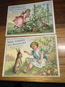 2-Nute, Manker & Co Trade Card-Holiday Young Girl-Peoria, IL. U342 - Picture 1 of 2