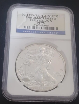 RARO 2011-P Eagle Reverse PF S$1 25 Aniversario Set Lanzamientos Antiguos NGC PF 70 Foto 1 de 4