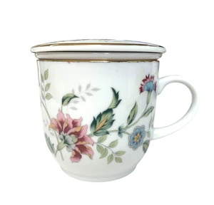 Andrea By Sadek Buckingham Tea Cup Mug Floral Lidded Strainer Infuser Porcelain - Picture 1 of 5