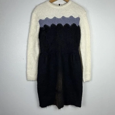 Vestido Valentino Midi Lana Color Medio Bloqueado Cepillado Vacaciones Lujo Italia Foto 1 de 4