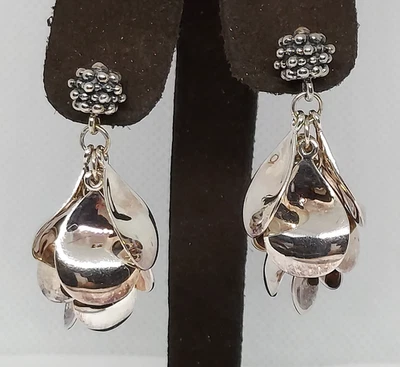 Висячие серьги MICHAEL DAWKINS из чистого серебра 14 карат с золотыми лепестками цветов - Изображение 1 из 4