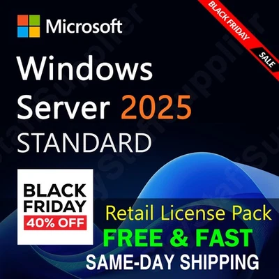 Microsoft Windows Server 2025 STANDARD 24 Core License KEY +10 Access CALs - NEW - Image 1 of 4