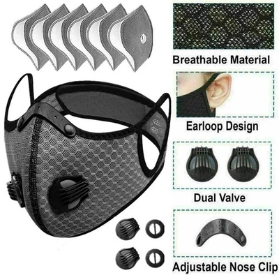 Breathable Carbon Filter Face Mask with Valve – Reusable for Sports & Outdoors - Image 1 of 4