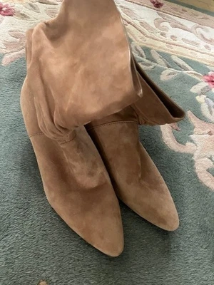 Великолепные замшевые/кожаные сапоги, бежевый/светло-коричневый, размер 7,5 - Изображение 1 из 4