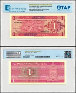 Netherlands Antillies 1 Gulden, 1970, P-20, UNC Authenticated - Picture 1 of 1