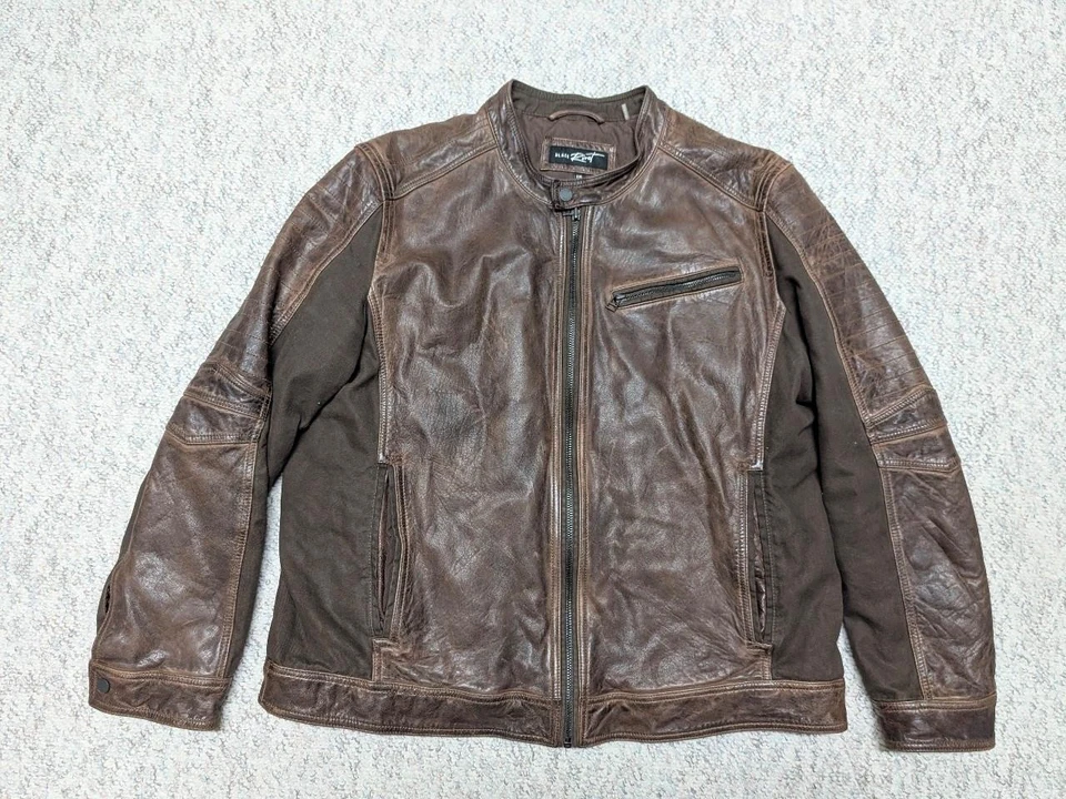 vintage Y2K leather jacket CAFE RACER motorcycle 2XL brown PATINA racing MAD MAX - Image 1 of 4