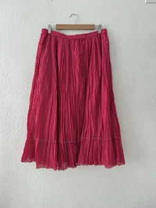 Coldwater Creek Cotton/Silk PULL ON Crinkle Pleated Midi Skirt Raspberry Size PM - Picture 1 of 10