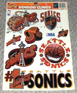 NBA Basketball SEATTLE SONICS Reusable Static Window Clings Decals - Picture 1 of 3